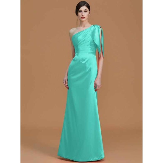 Mermaid Gorgeous One Shoulder Sleeveless Ruched Satin Bridesmaid Dresses