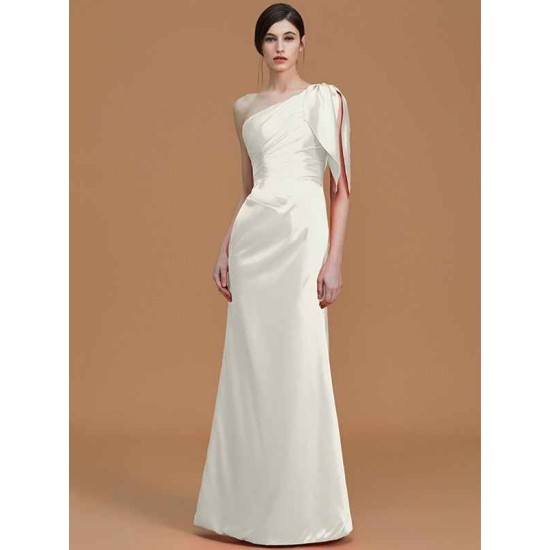 Mermaid Gorgeous One Shoulder Sleeveless Ruched Satin Bridesmaid Dresses