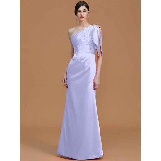 Mermaid Gorgeous One Shoulder Sleeveless Ruched Satin Bridesmaid Dresses