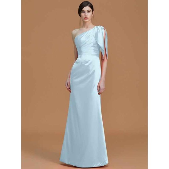 Mermaid Gorgeous One Shoulder Sleeveless Ruched Satin Bridesmaid Dresses