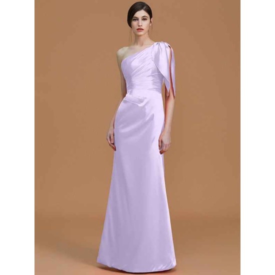 Mermaid Gorgeous One Shoulder Sleeveless Ruched Satin Bridesmaid Dresses