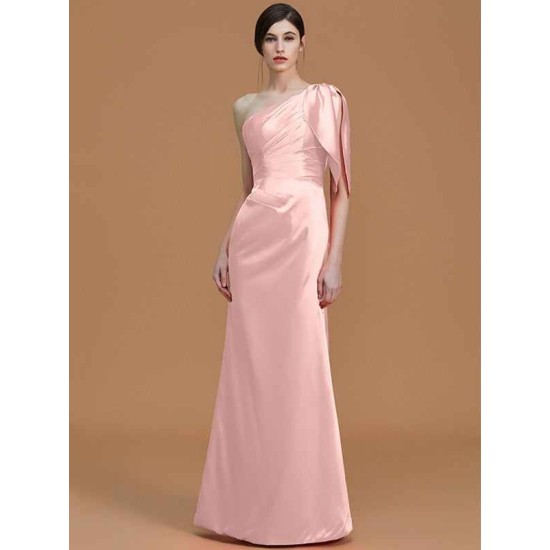 Mermaid Gorgeous One Shoulder Sleeveless Ruched Satin Bridesmaid Dresses