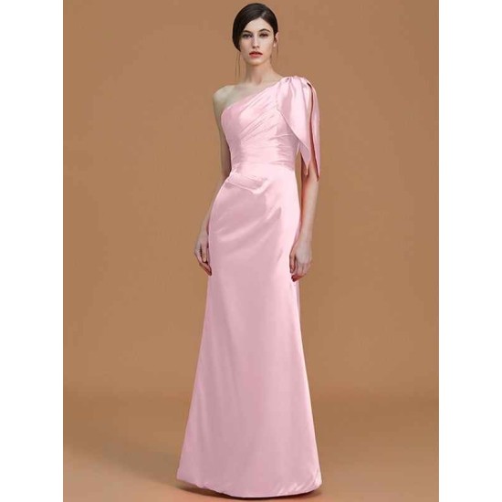 Mermaid Gorgeous One Shoulder Sleeveless Ruched Satin Bridesmaid Dresses