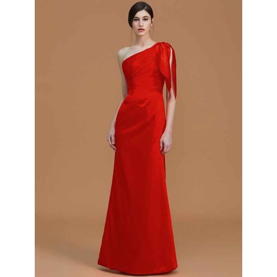 Mermaid Gorgeous One Shoulder Sleeveless Ruched Satin Bridesmaid Dresses