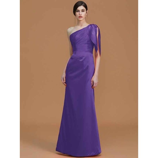 Mermaid Gorgeous One Shoulder Sleeveless Ruched Satin Bridesmaid Dresses
