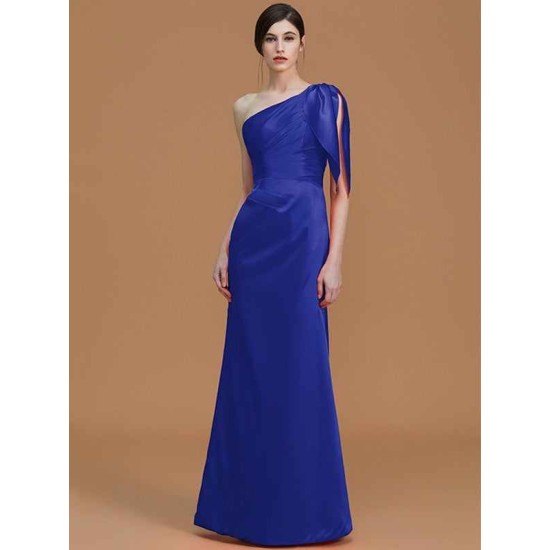 Mermaid Gorgeous One Shoulder Sleeveless Ruched Satin Bridesmaid Dresses