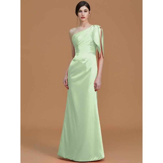 Mermaid Gorgeous One Shoulder Sleeveless Ruched Satin Bridesmaid Dresses