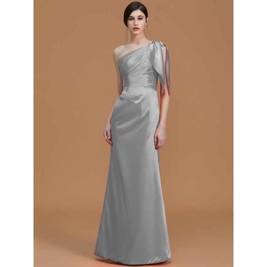 Mermaid Gorgeous One Shoulder Sleeveless Ruched Satin Bridesmaid Dresses