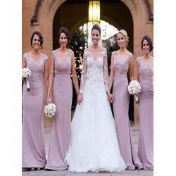 Mermaid Gorgeous Sleeveless V-neck Satin Bridesmaid Dresses