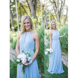 Charming Sleeveless Halter Chiffon Bridesmaid Dresses