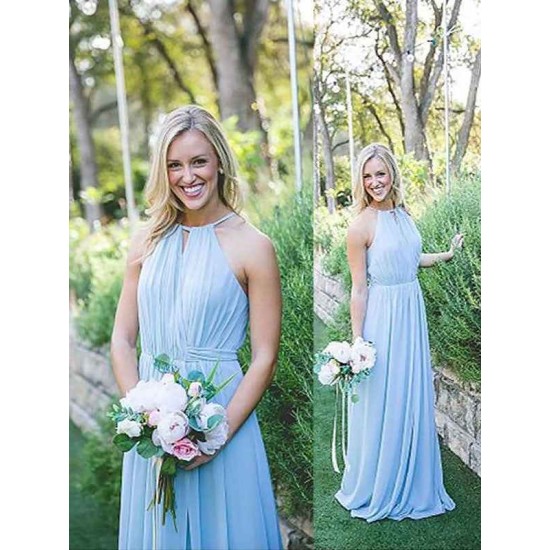 Charming Sleeveless Halter Chiffon Bridesmaid Dresses