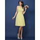 Modern Bateau Sash/Ribbon/Belt Sleeveless Short Chiffon Bridesmaid Dresses