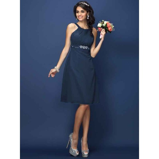 Modern Bateau Sash/Ribbon/Belt Sleeveless Short Chiffon Bridesmaid Dresses