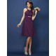 Modern Bateau Sash/Ribbon/Belt Sleeveless Short Chiffon Bridesmaid Dresses