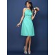 Modern Bateau Sash/Ribbon/Belt Sleeveless Short Chiffon Bridesmaid Dresses