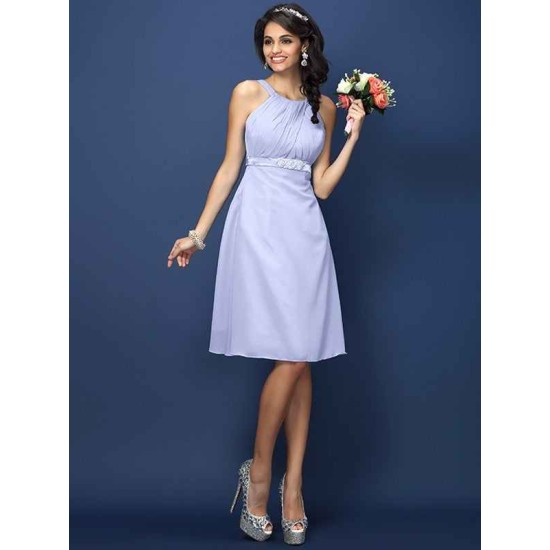 Modern Bateau Sash/Ribbon/Belt Sleeveless Short Chiffon Bridesmaid Dresses