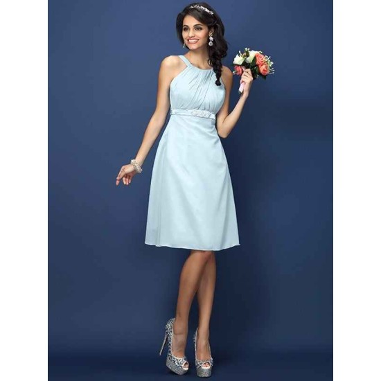 Modern Bateau Sash/Ribbon/Belt Sleeveless Short Chiffon Bridesmaid Dresses