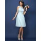 Modern Bateau Sash/Ribbon/Belt Sleeveless Short Chiffon Bridesmaid Dresses