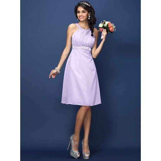 Modern Bateau Sash/Ribbon/Belt Sleeveless Short Chiffon Bridesmaid Dresses