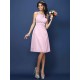 Modern Bateau Sash/Ribbon/Belt Sleeveless Short Chiffon Bridesmaid Dresses