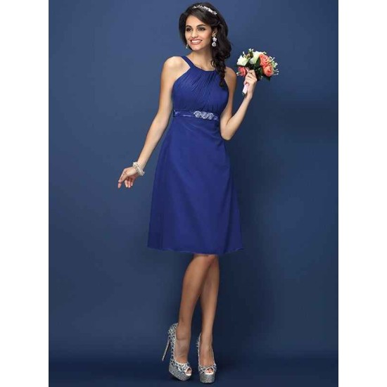 Modern Bateau Sash/Ribbon/Belt Sleeveless Short Chiffon Bridesmaid Dresses