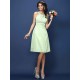 Modern Bateau Sash/Ribbon/Belt Sleeveless Short Chiffon Bridesmaid Dresses