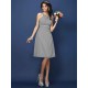 Modern Bateau Sash/Ribbon/Belt Sleeveless Short Chiffon Bridesmaid Dresses