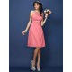 Modern Bateau Sash/Ribbon/Belt Sleeveless Short Chiffon Bridesmaid Dresses