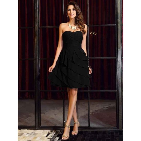 Gorgeous Sweetheart Ruched Sleeveless Short Chiffon Bridesmaid Dresses