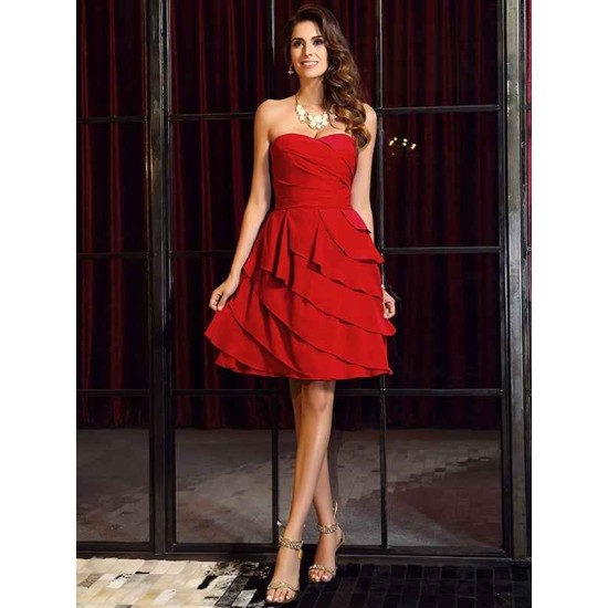 Gorgeous Sweetheart Ruched Sleeveless Short Chiffon Bridesmaid Dresses