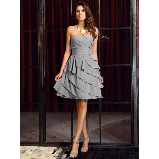 Gorgeous Sweetheart Ruched Sleeveless Short Chiffon Bridesmaid Dresses