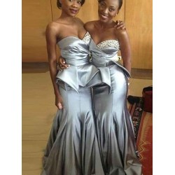 Mermaid Gorgeous Sweetheart Sleeveless Satin Bridesmaid Dresses