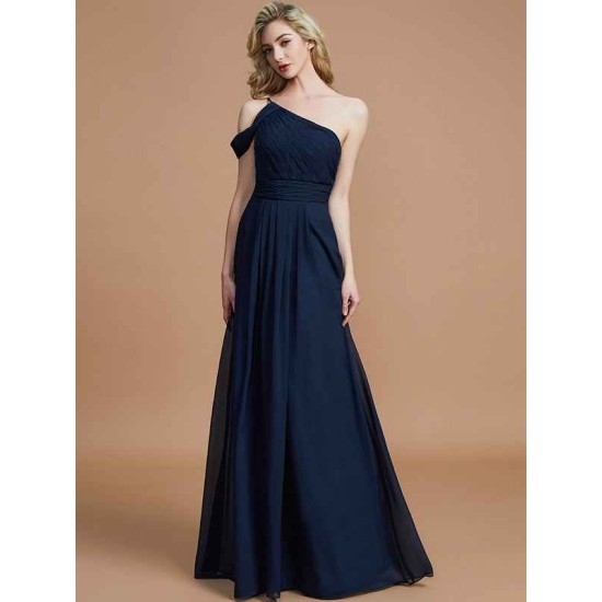 Charming One Shoulder Chiffon Sleeveless Bridesmaid Dresses