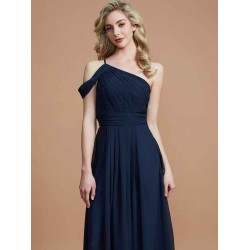 Charming One Shoulder Chiffon Sleeveless Bridesmaid Dresses