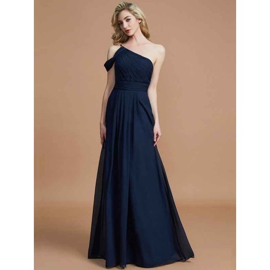 Charming One Shoulder Chiffon Sleeveless Bridesmaid Dresses