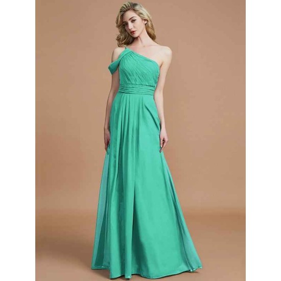 Charming One Shoulder Chiffon Sleeveless Bridesmaid Dresses