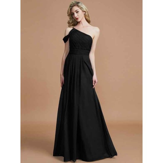 Charming One Shoulder Chiffon Sleeveless Bridesmaid Dresses