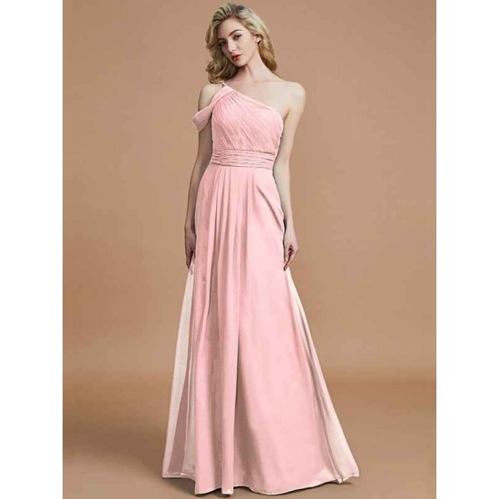 Charming One Shoulder Chiffon Sleeveless Bridesmaid Dresses