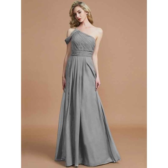 Charming One Shoulder Chiffon Sleeveless Bridesmaid Dresses