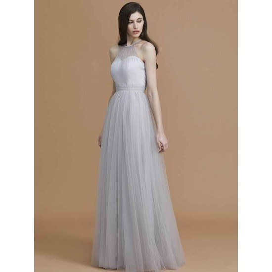 Charming Halter Sleeveless Ruffles Tulle Bridesmaid Dresses