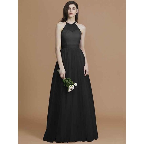 Charming Halter Sleeveless Ruffles Tulle Bridesmaid Dresses