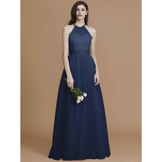 Charming Halter Sleeveless Ruffles Tulle Bridesmaid Dresses
