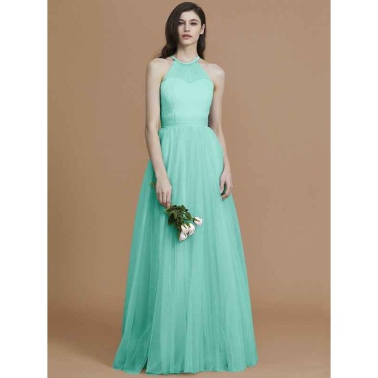 Charming Halter Sleeveless Ruffles Tulle Bridesmaid Dresses