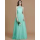 Charming Halter Sleeveless Ruffles Tulle Bridesmaid Dresses
