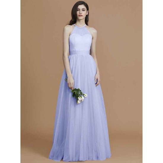 Charming Halter Sleeveless Ruffles Tulle Bridesmaid Dresses