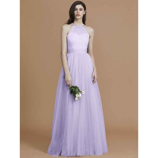 Charming Halter Sleeveless Ruffles Tulle Bridesmaid Dresses