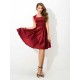 Charming Straps Pleats Sleeveless Short Satin Bridesmaid Dresses