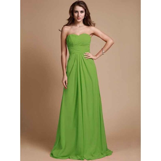 Gorgeous Sweetheart Sleeveless Ruffles Chiffon Long Bridesmaid Dresses