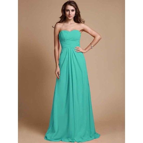 Gorgeous Sweetheart Sleeveless Ruffles Chiffon Long Bridesmaid Dresses