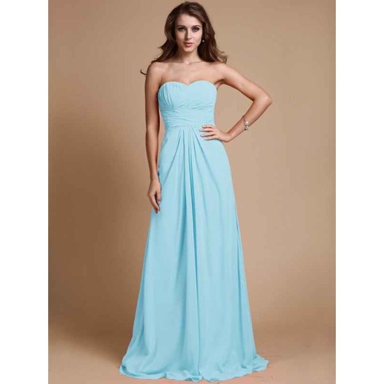 Gorgeous Sweetheart Sleeveless Ruffles Chiffon Long Bridesmaid Dresses
